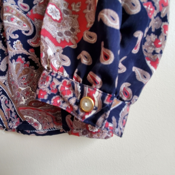 Vintage Collared  TAK paisley pattern, patch work like shirt XL - Picture 7 of 8